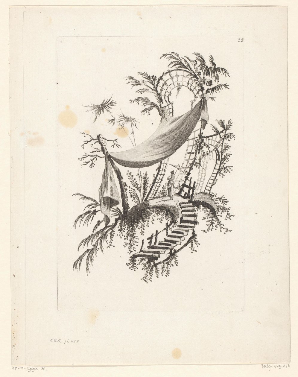 Figur mit Sonnenschirm unter Zelt von Jeanne Deny