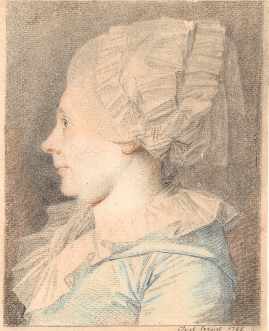 Porträt von Anne Cathrine Maaløe, geborene Basse. Profil nach links von Jens Juel