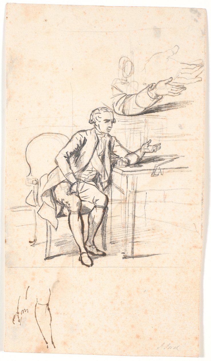 Studie zum Holmskiold-Familienbild von 1787: Geheimer Rat Theodor Holmskiold sitzt an einem Tisch von Jens Juel