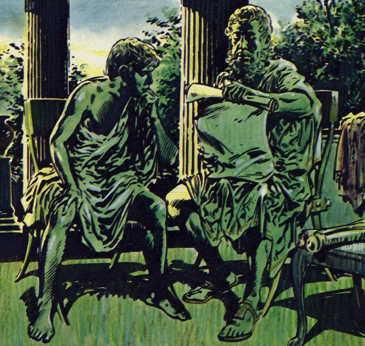Philipp engagierte Aristoteles, um seinen Sohn zu unterrichten von Jesus Blasco