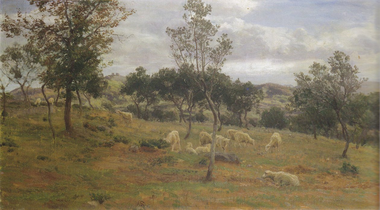 Italienische Landschaft mit Olivenbäumen von Joakim Frederik Skovgaard
