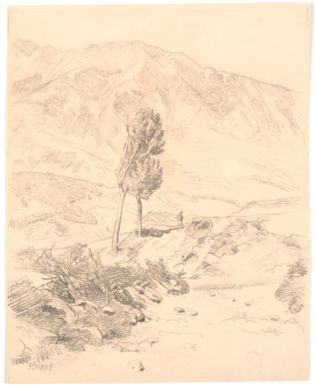 Italienische Berglandschaft mit zwei Bäumen von Joakim Frederik Skovgaard