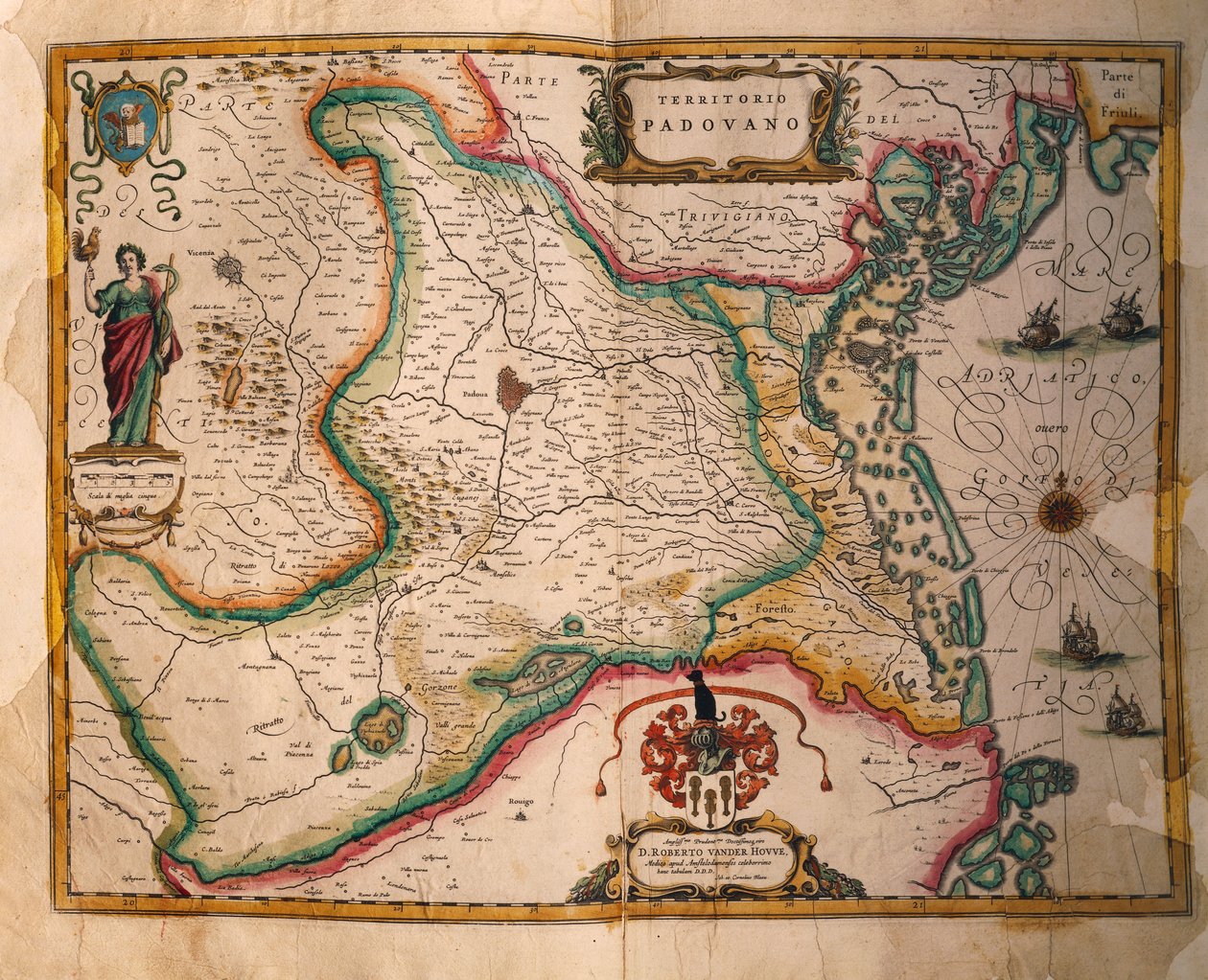 Karte des Paduaner Gebiets aus Theatrum civitatum et admirandorum Italiae, von Joan Blaeu, Kupferstich von Joan Blaeu