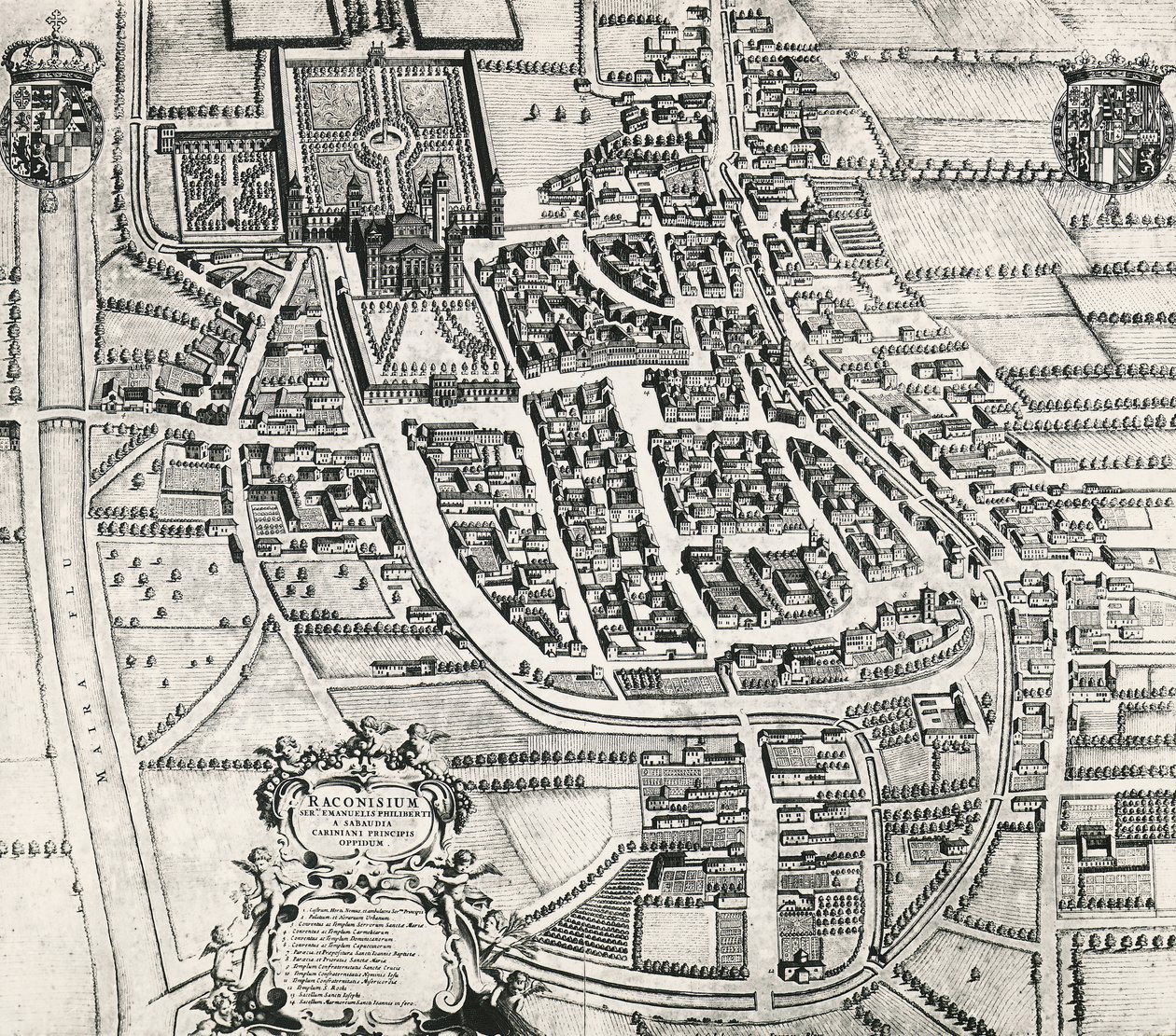 Karte von Racconigi, Gravur von Joan Blaeu (1596-1673), Italien von Joan Blaeu