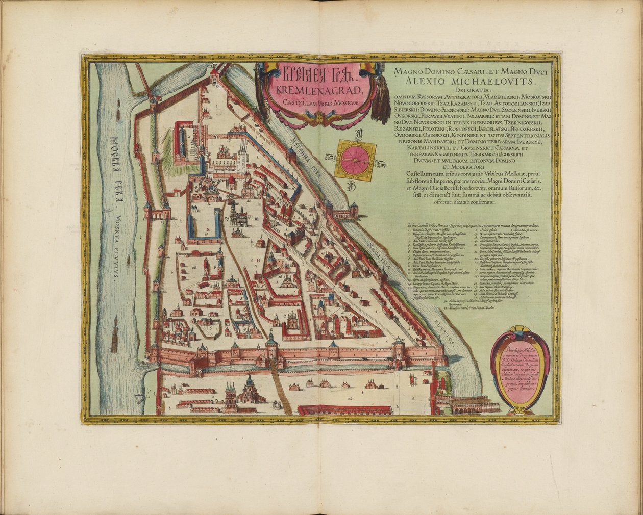 Der Moskauer Kreml Karte des 16. Jahrhunderts Castellum Urbis Moskvae, ca. 1600 von Joan Blaeu