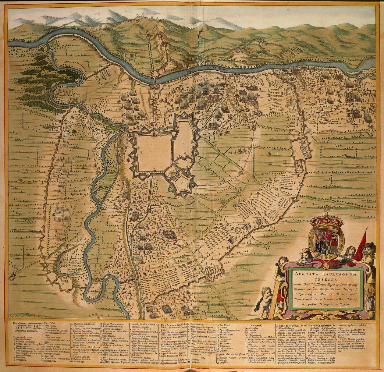 Die Belagerung von Turin im Jahr 1639, Farbstich aus Theatrum Sabaudiae von Joan Blaeu, gedruckt in Italien von Joan Blaeu