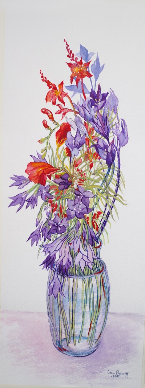 Agapantha companulatus und Crocosmia, 2015 von Joan Thewsey