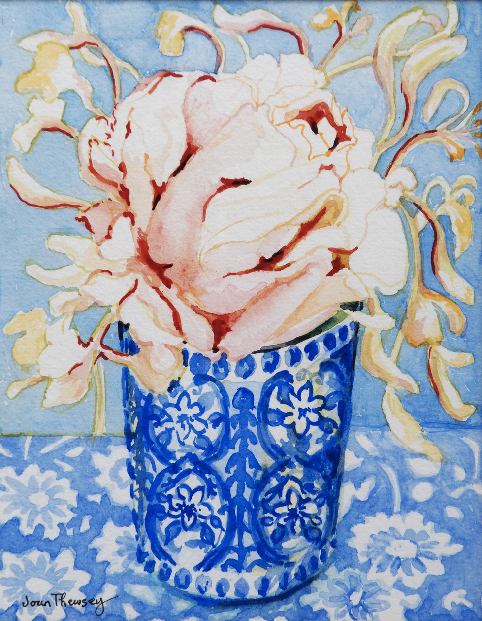 Rosa Rose und Geißblatt, 2000 von Joan Thewsey