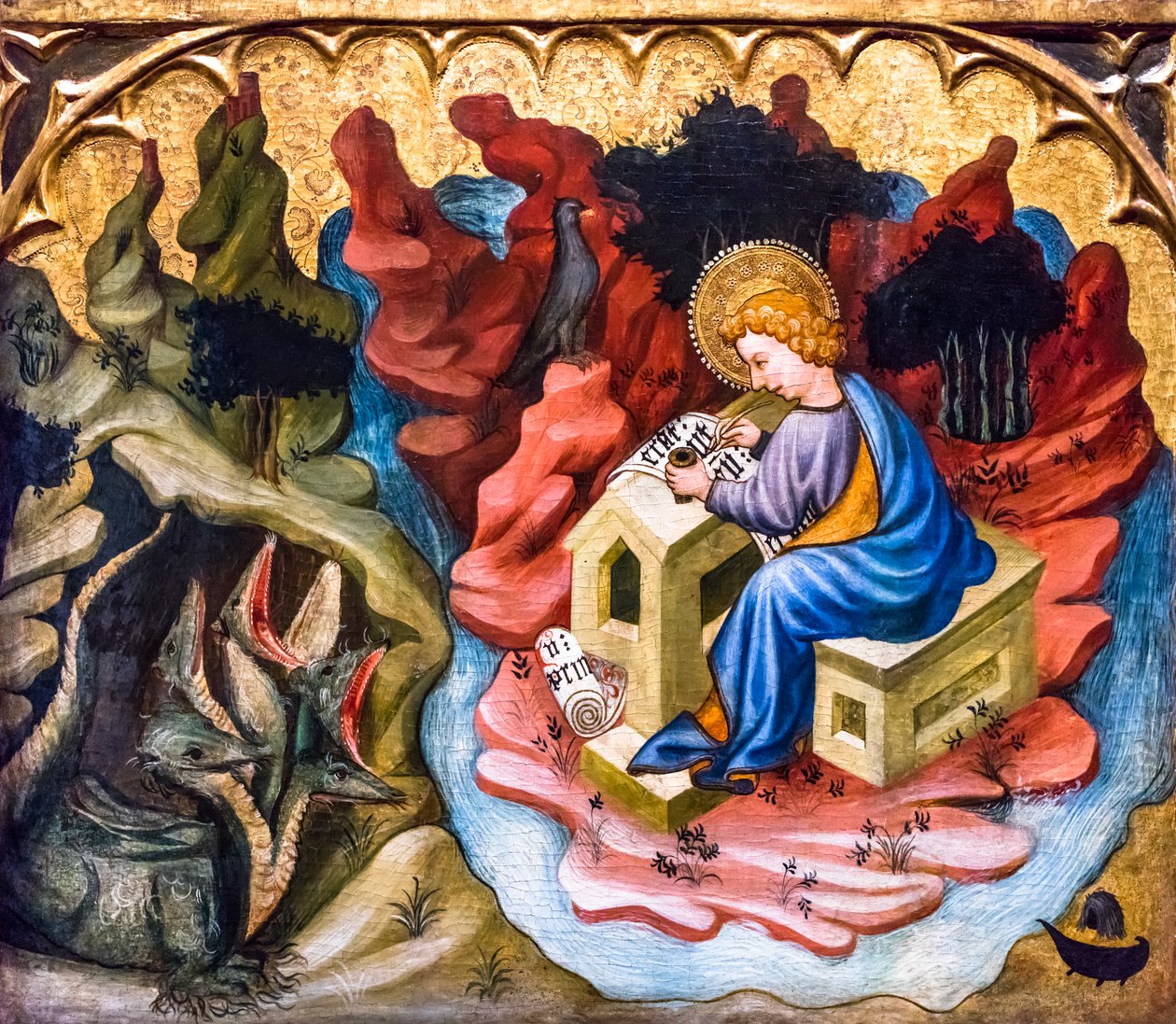 Heiliger Johannes der Evangelist auf Patmos von Joan or Juan Mates