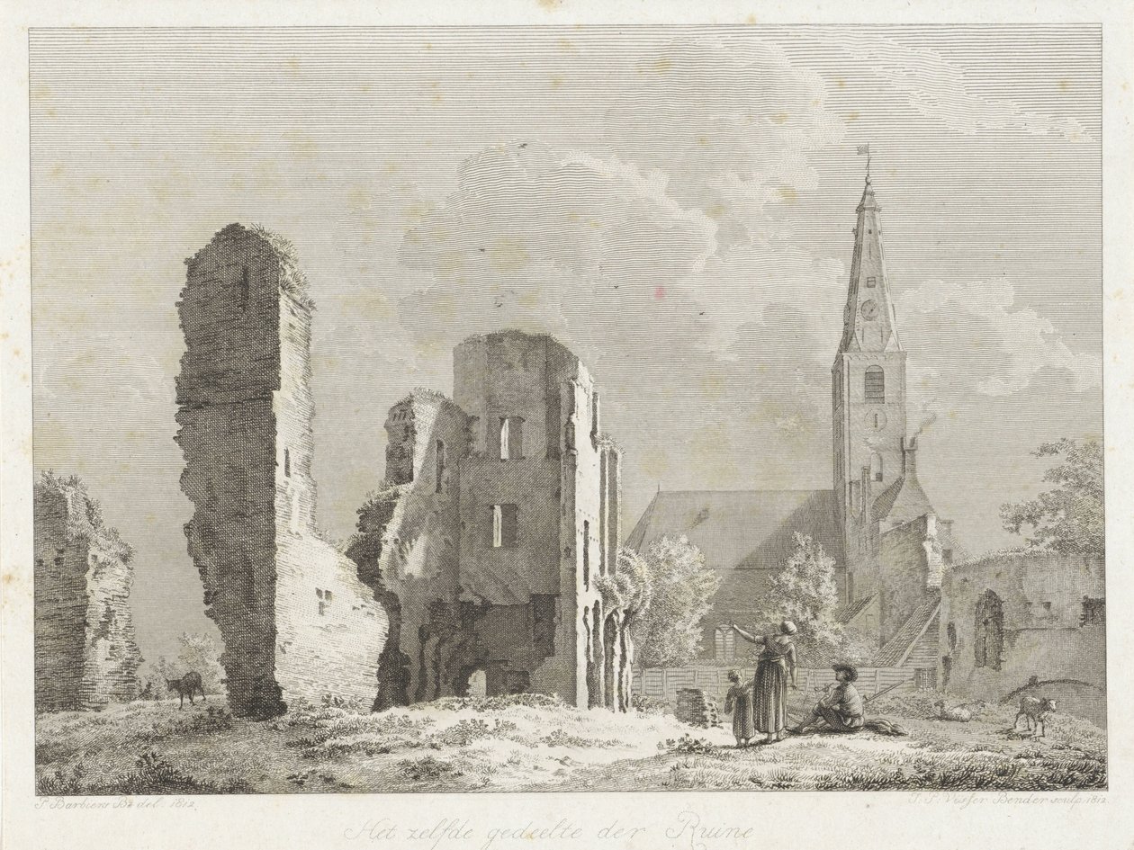 Ruine der Abtei in Rijnsburg von Joannes Pieter Visser Bender