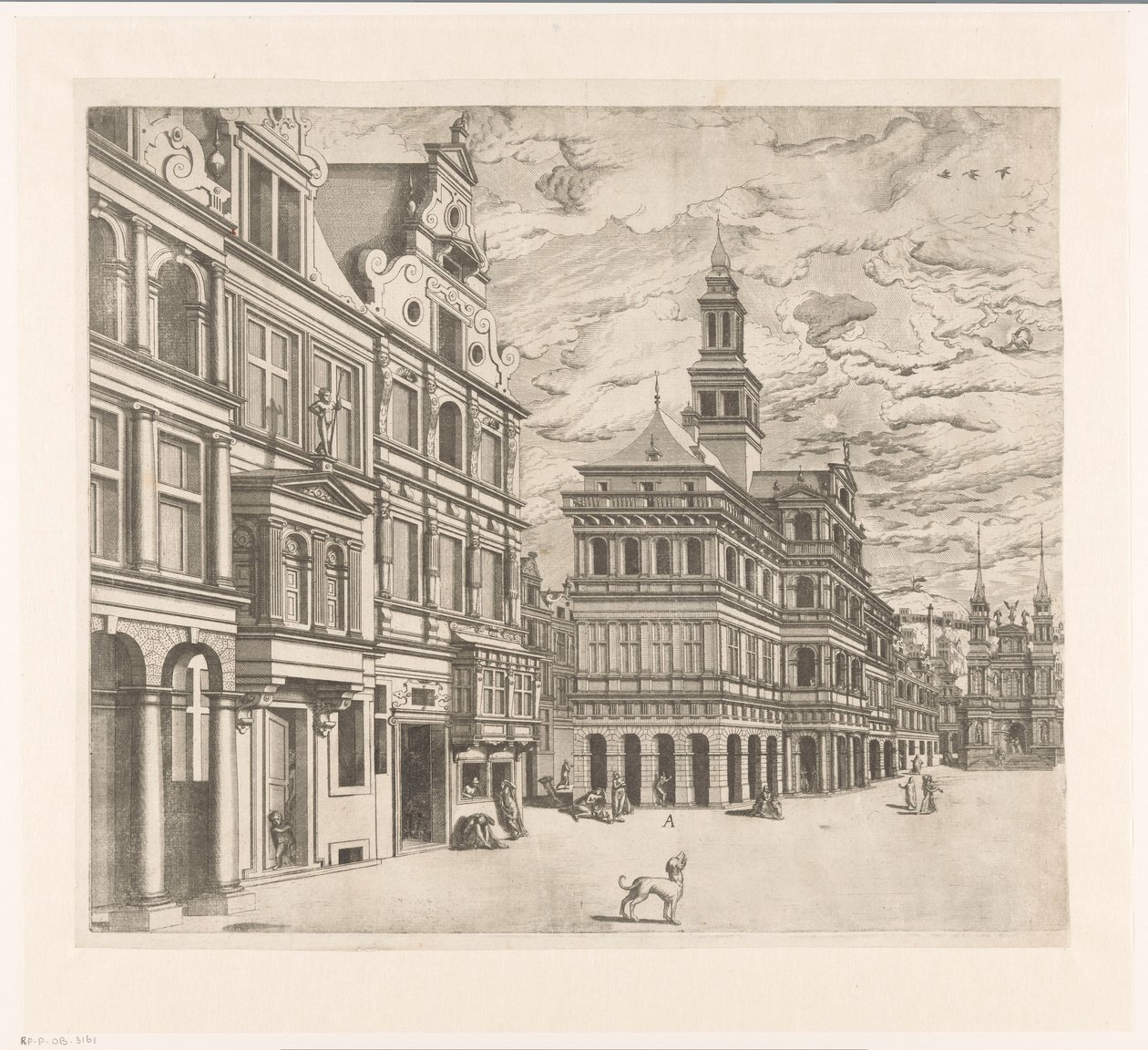 Ansicht eines Platzes mit monumentalen Bauwerken von Joannes van Doetechum (I)