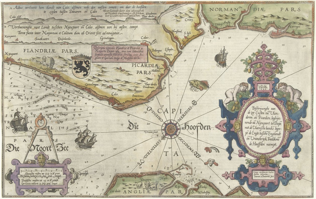 Karte der Küsten von Flandern, Normandie und England von Joannes van Doetechum (I)
