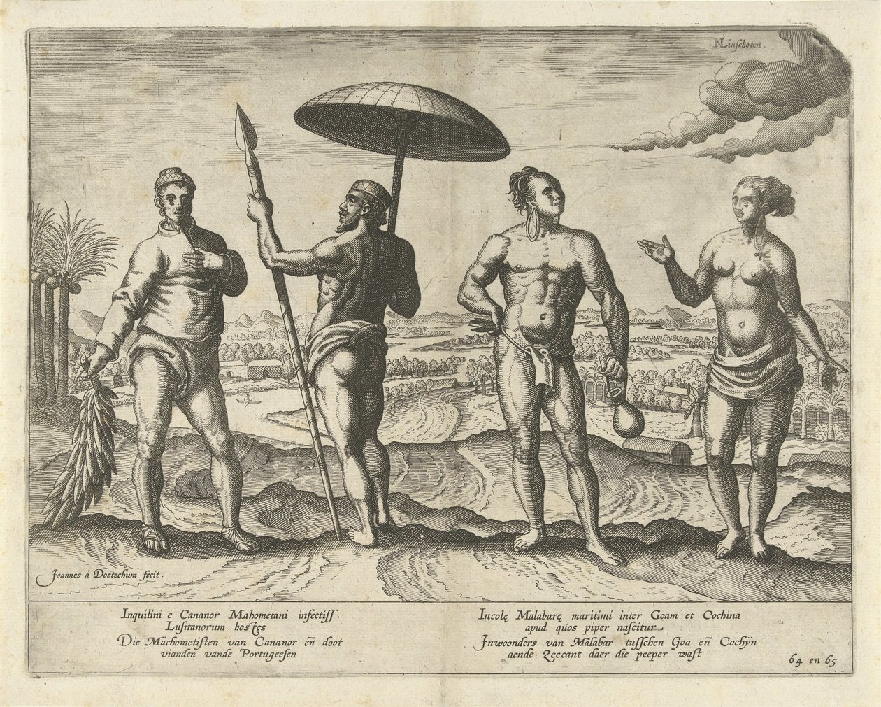 Zwei Männer aus Cananor und ein Paar aus Malabar von Joannes van Doetechum (I)