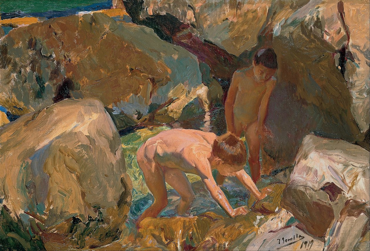 Kinder auf der Suche nach Schalentieren von Joaquín Sorolla