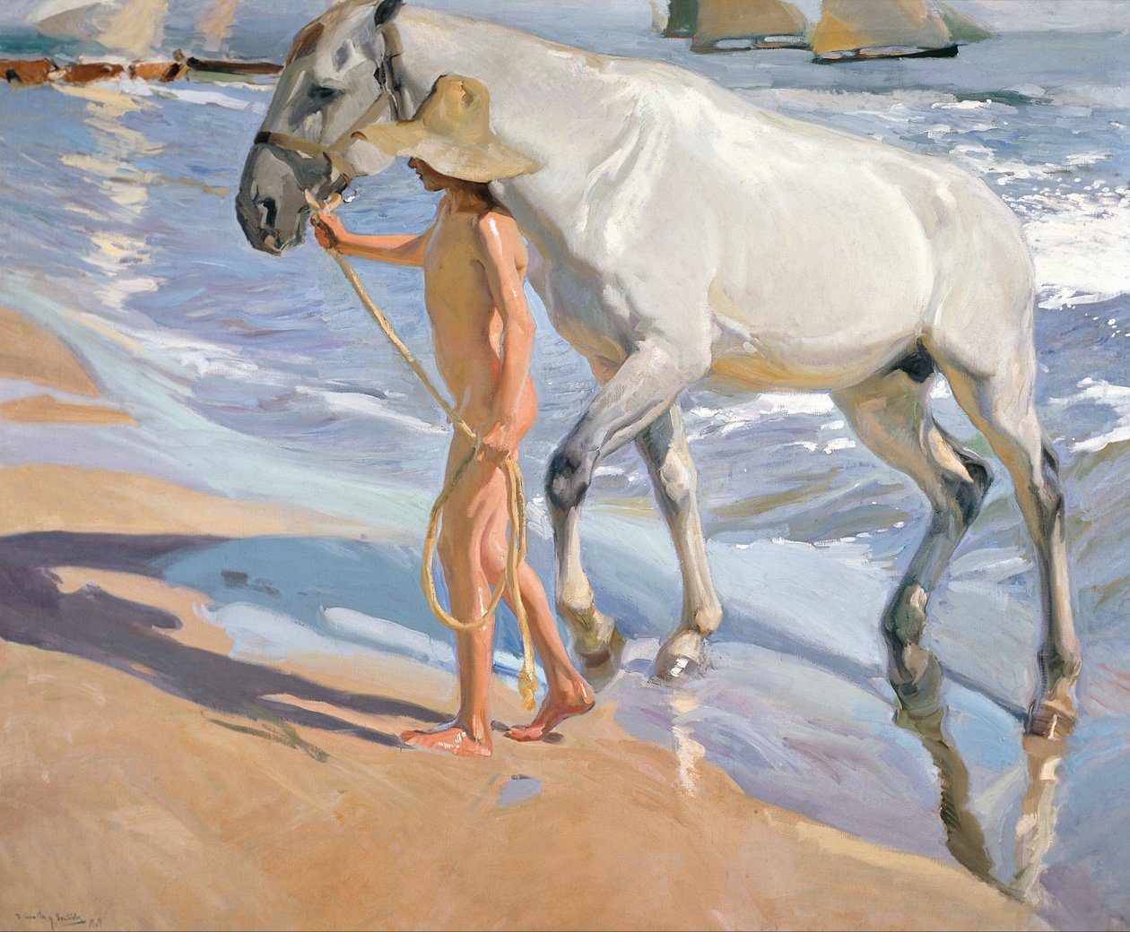 Das Bad des Pferdes von Joaquín Sorolla