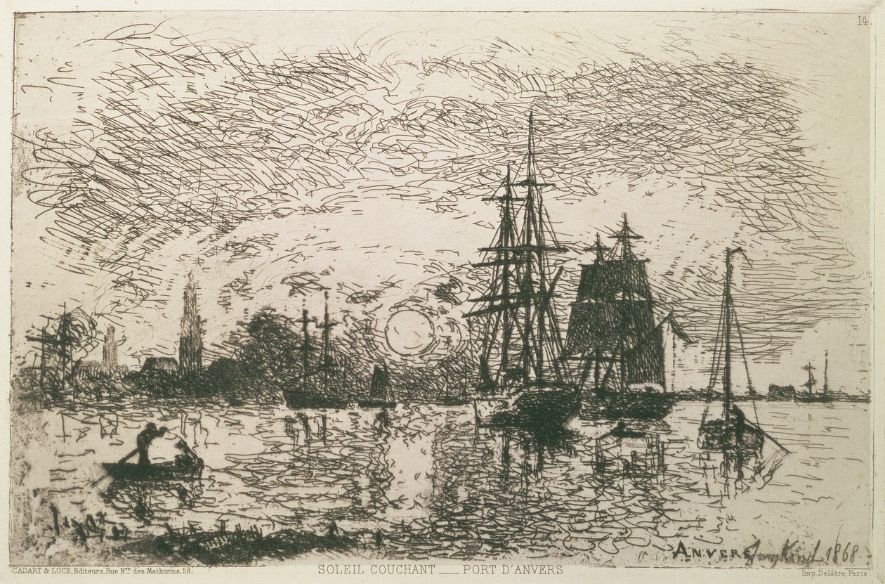 Sonnenuntergang, der Hafen von Antwerpen von Johan Barthold Jongkind