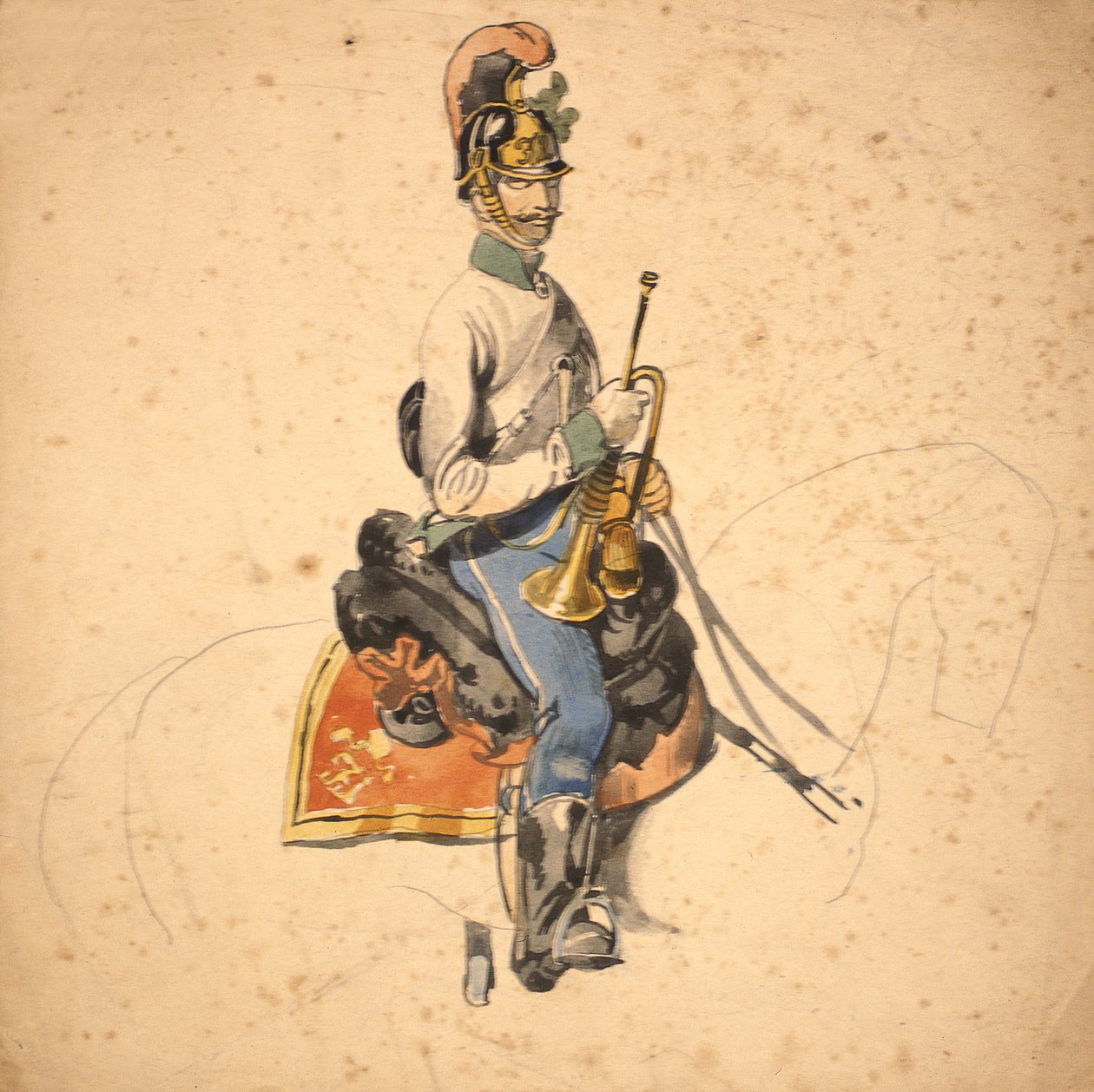 Ein Reiter des 5. Dragonerregiments, Prinz Eugen von Savoyen 1840-50 von Johan Baptiste Heinefetter