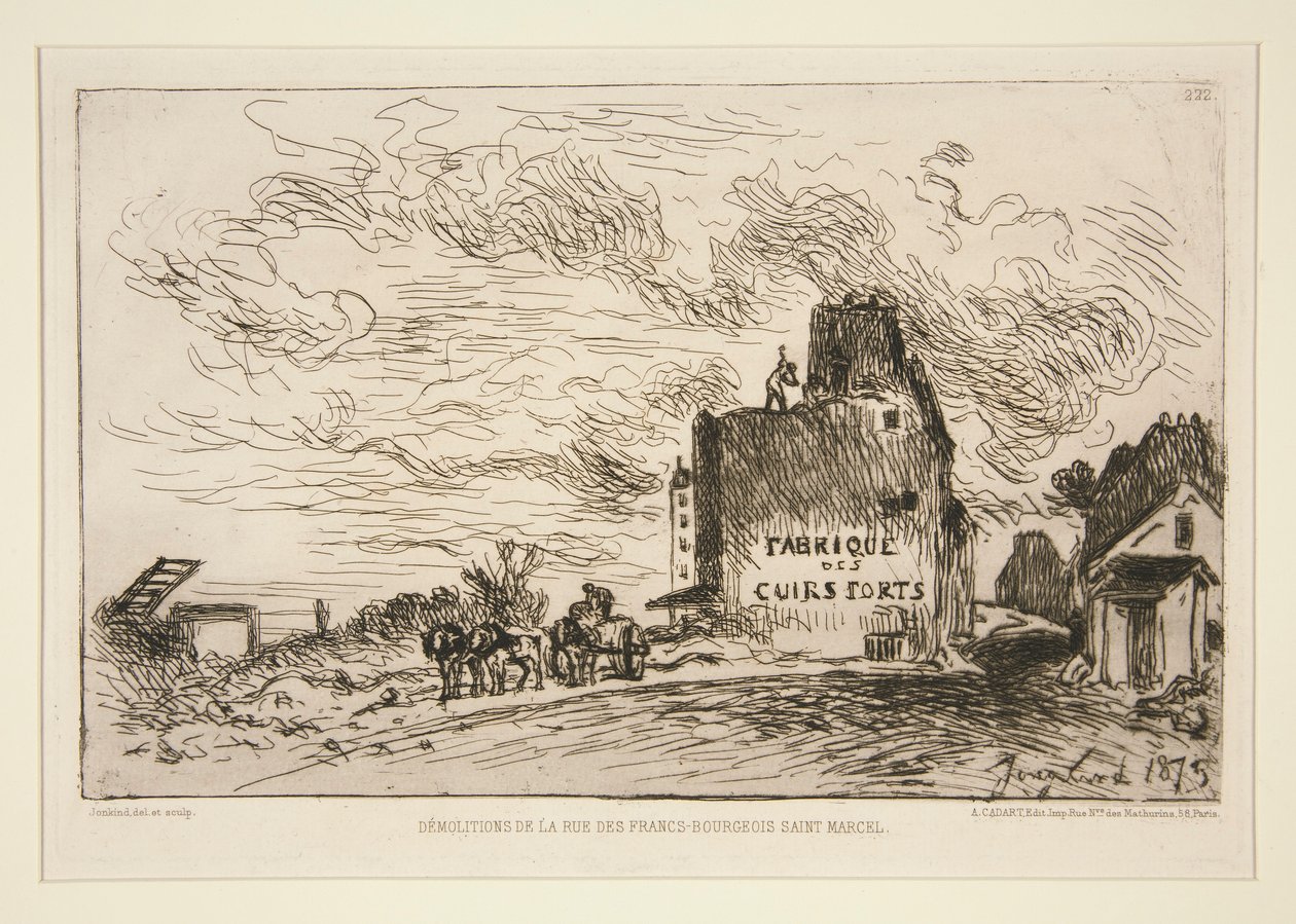 Abrissarbeiten in der Rue des Francs-Bourgeois Saint-Marcel von Johan Barthold Jongkind