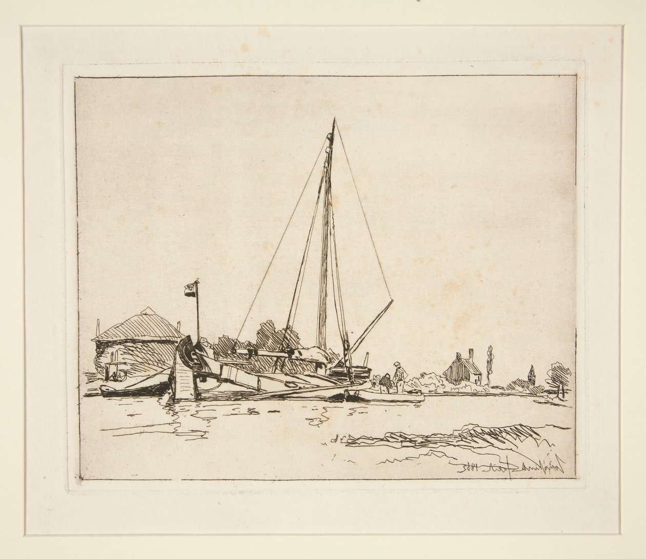 Das vertäute Boot von Johan Barthold Jongkind