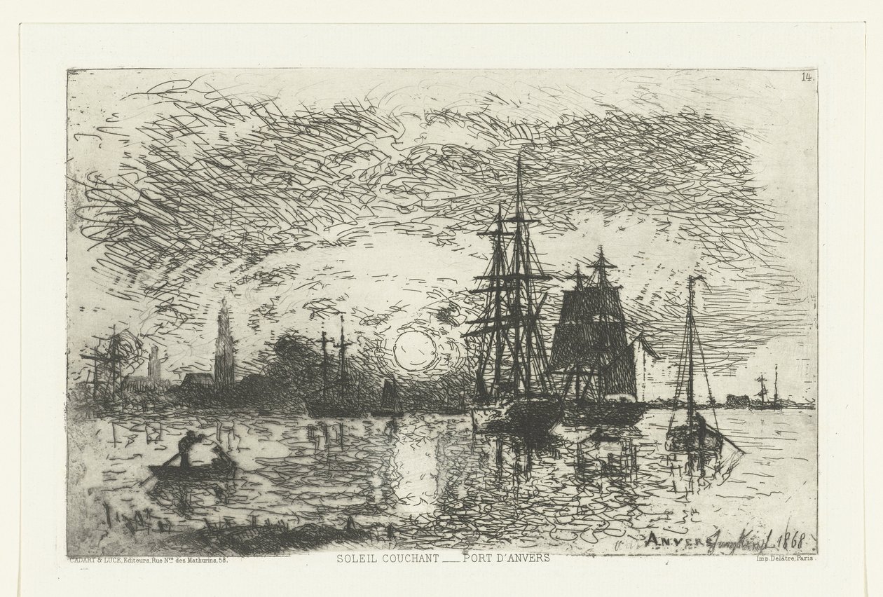 Sonnenuntergang am Hafen von Antwerpen von Johan Barthold Jongkind