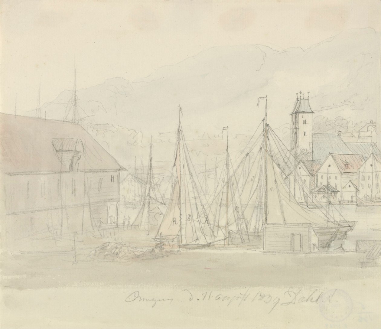 Hafen von Bergen von Johan Christian Dahl