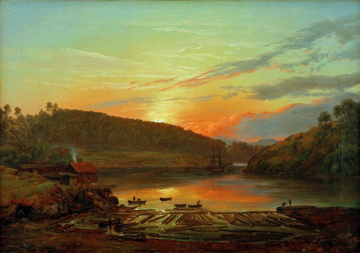 Landschaft bei Skien im Sonnenuntergang von Johan Christian Dahl