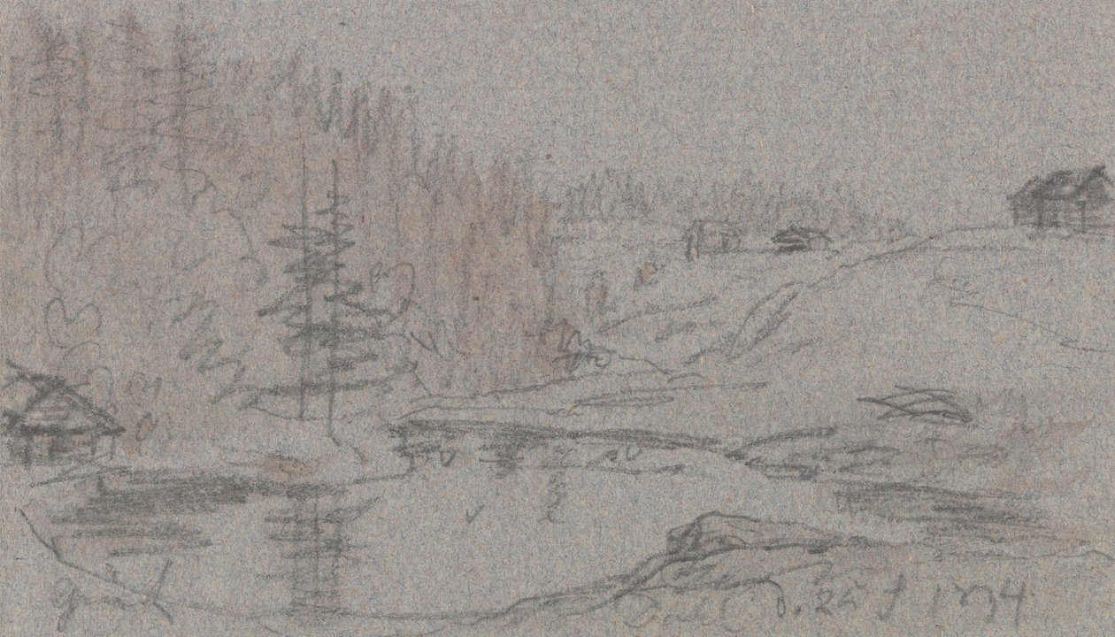 Landschaft mit Fluss, Haus und Wald von Johan Christian Dahl