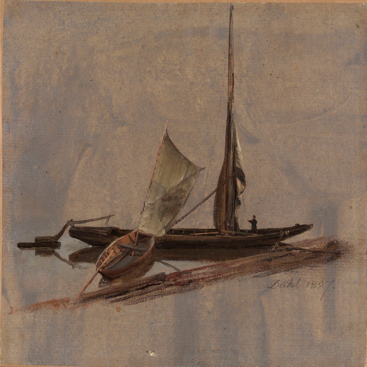 Zwei Boote an der Elbe von Johan Christian Dahl