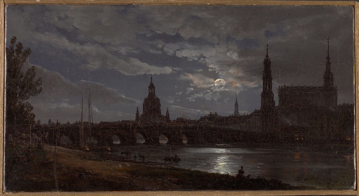 Ansicht von Dresden bei Mondschein von Johan Christian Dahl