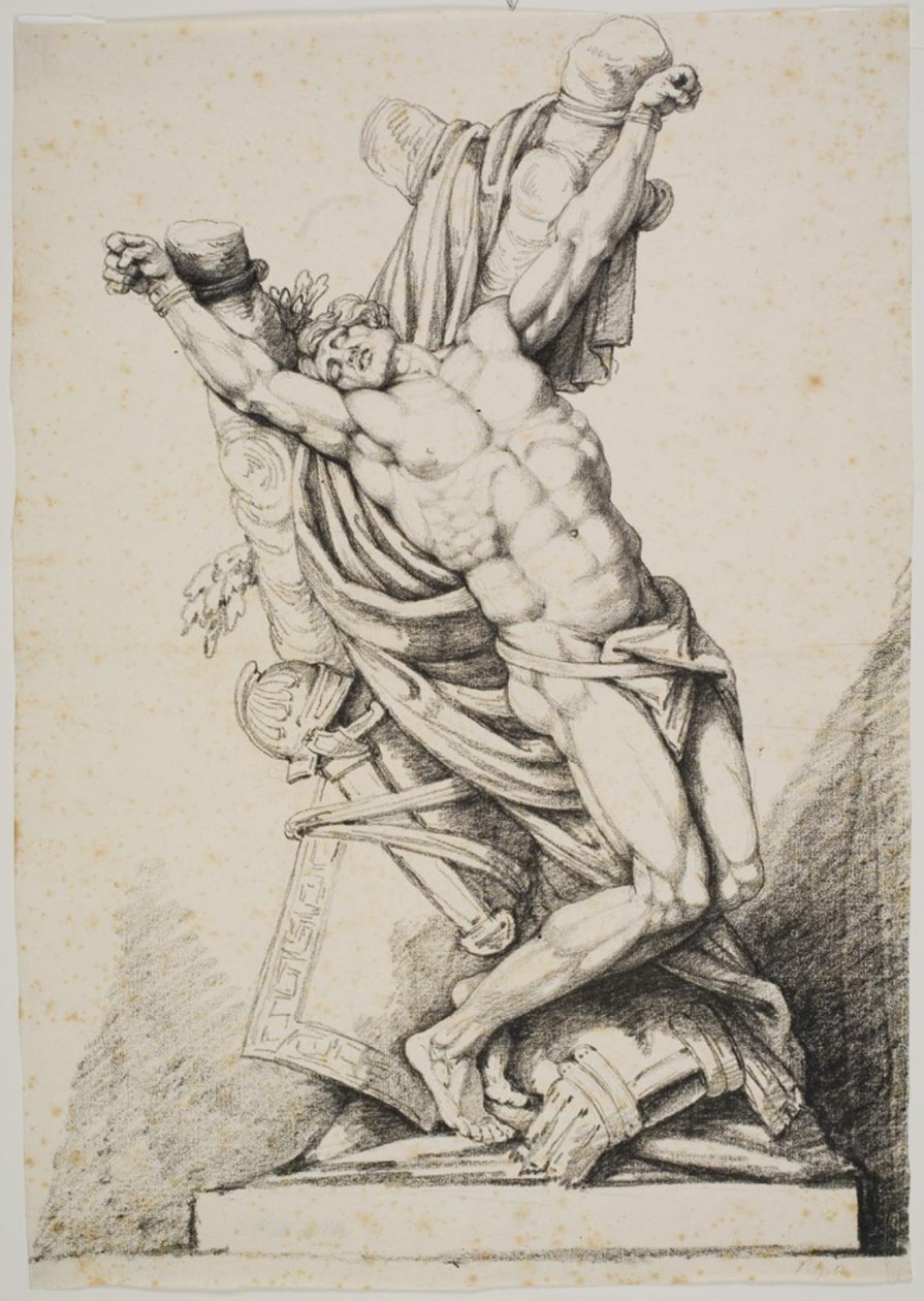 Nackter Krieger an einen Baum gebunden (Spartacus?) von Johan Christoph Petzold