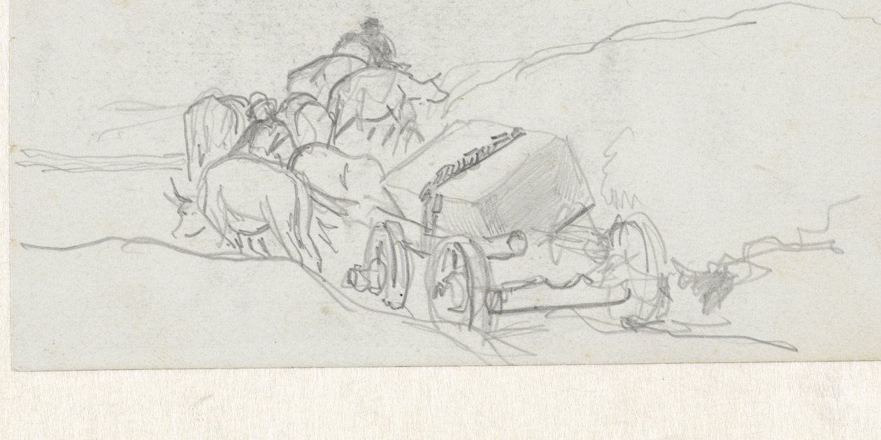 Ochsenwagen mit einem Steinblock darauf von Johan Daniël Koelman