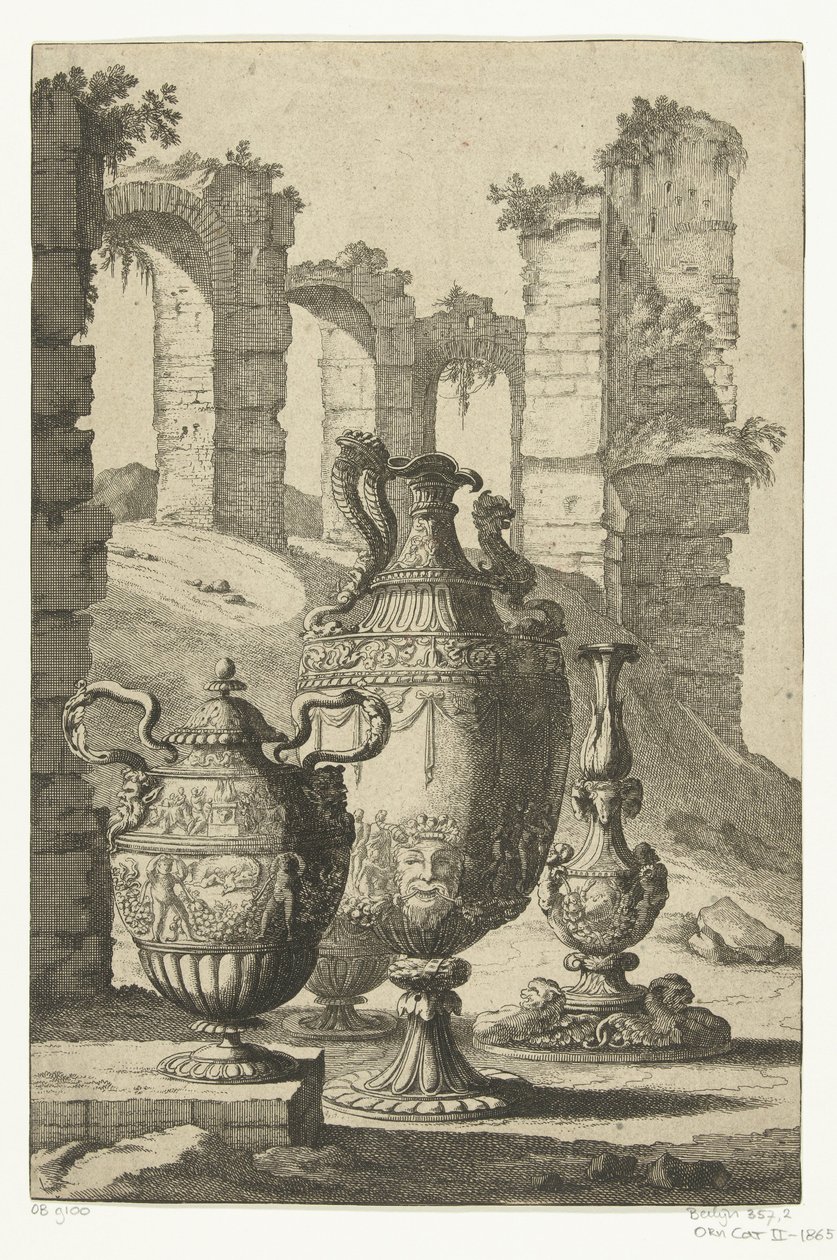 Drei Vasen und ein Kerzenhalter (Materiem superabat opus) von Johan Teyler (attributed to)