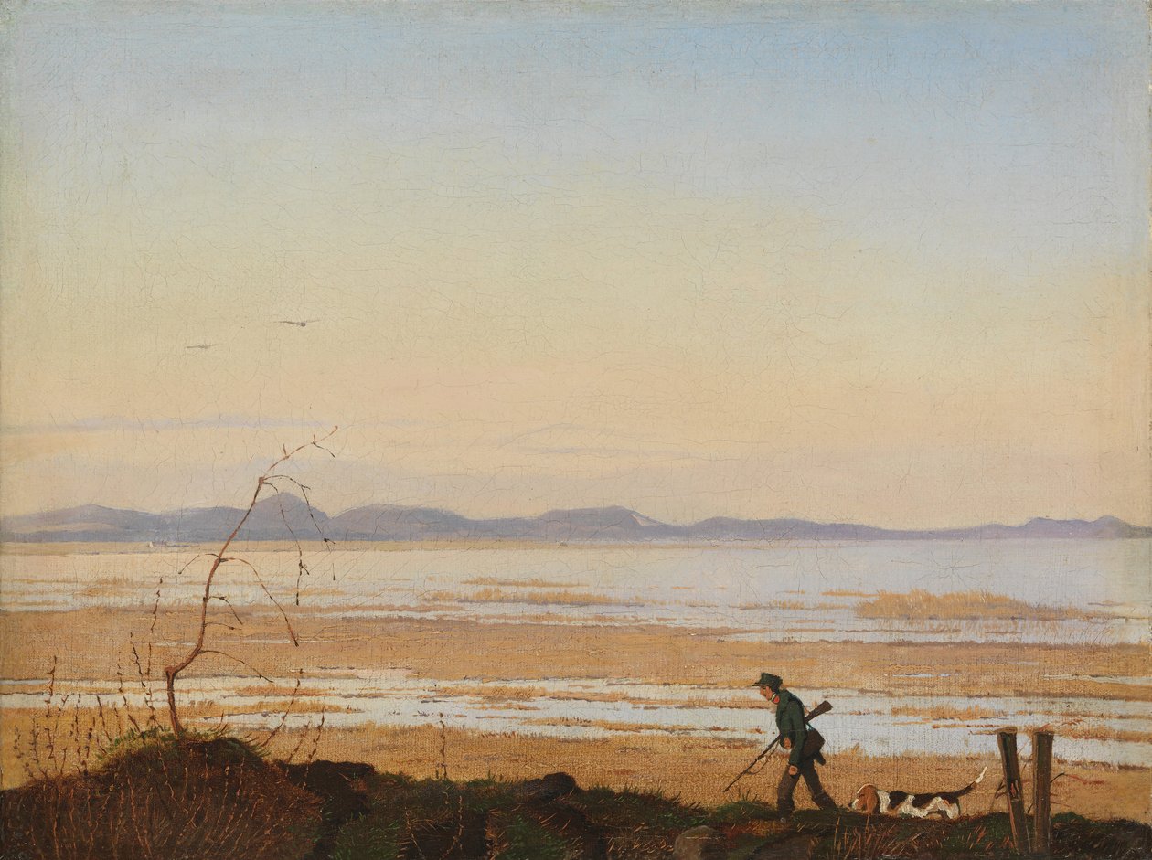 Ein Abend am See Arresø, ca. 1837 von Johan Thomas Lundbye