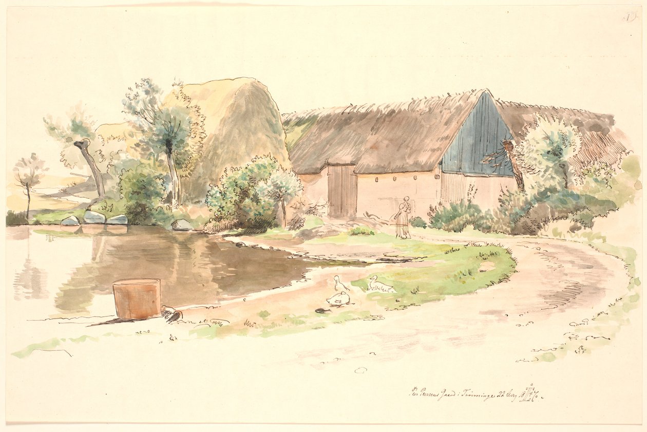 Bauernhof und Dorfteich von Johan Thomas Lundbye