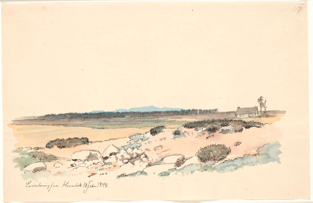 Landschaft von Hornbæk mit der Plantage und Kullen im Hintergrund von Johan Thomas Lundbye