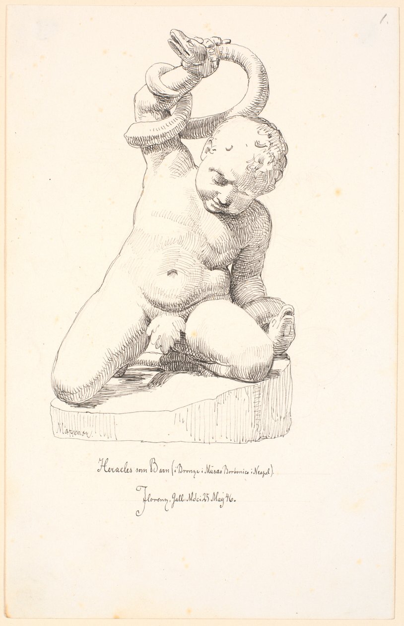 Studien nach einer Figur eines Jungen mit einer Schlange von Johan Thomas Lundbye