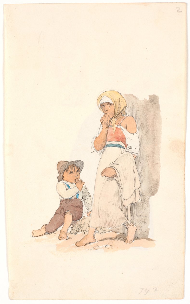Bettelnde Kinder, die an Brot nagen von Johan Thomas Lundbye