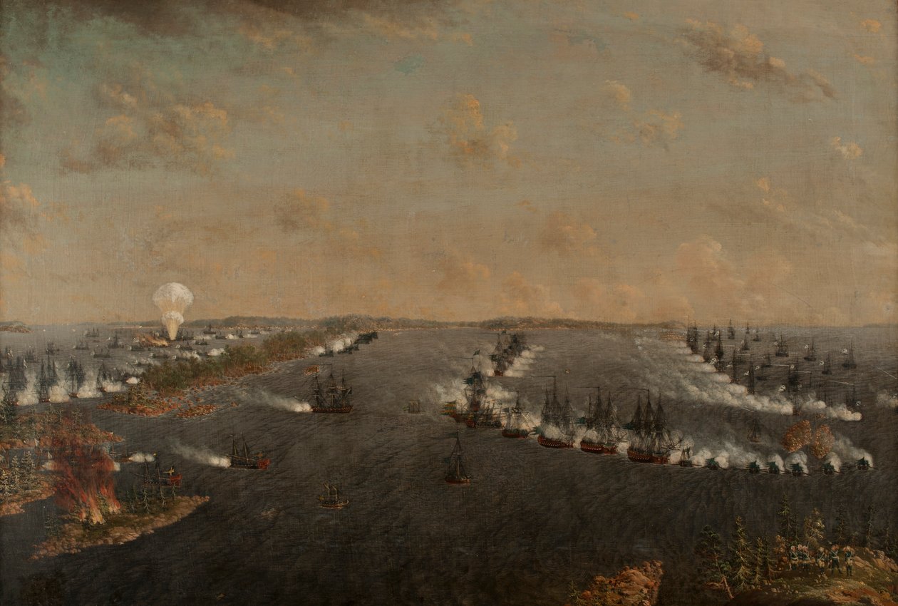 Erste russisch-schwedische Schlacht von Rochensalm am 24. August 1789, um 1790 von Johan Tietrich Schoultz