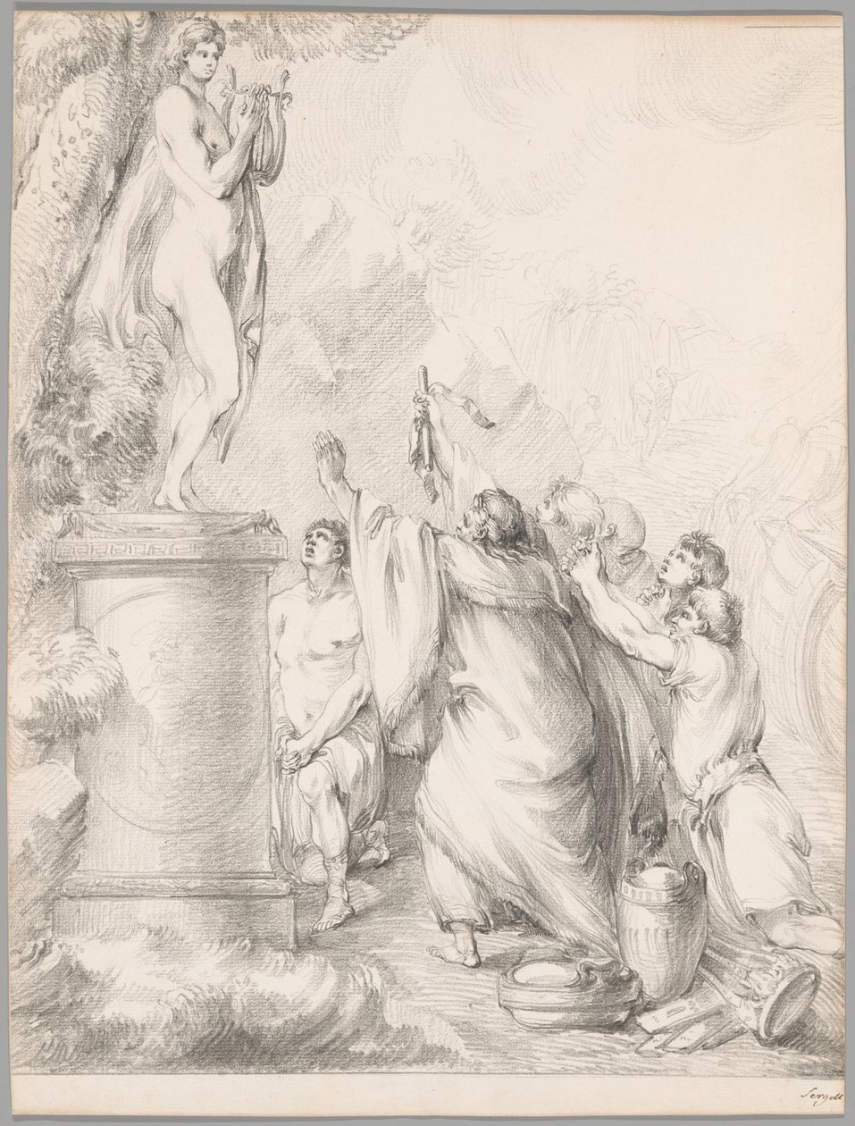 Chryses bittet Apollo um Hilfe, aus der Ilias, Buch I von Johan Tobias Sergel
