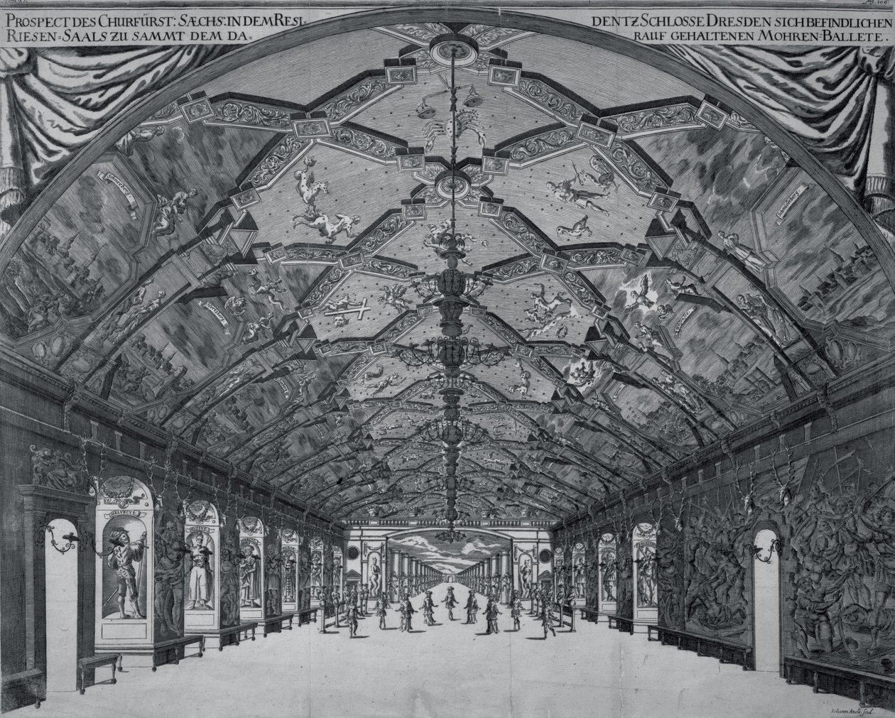 Die Riesenhalle mit dem maurischen Ballett in Dresden im Jahr 1678 von Johann Atzelt