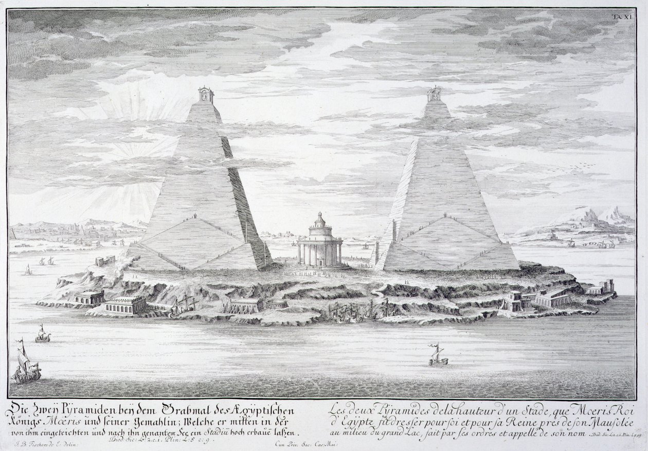 Die zwei Pyramiden von Moeris, König von Ägypten und seiner Frau, Tafel 11 aus 