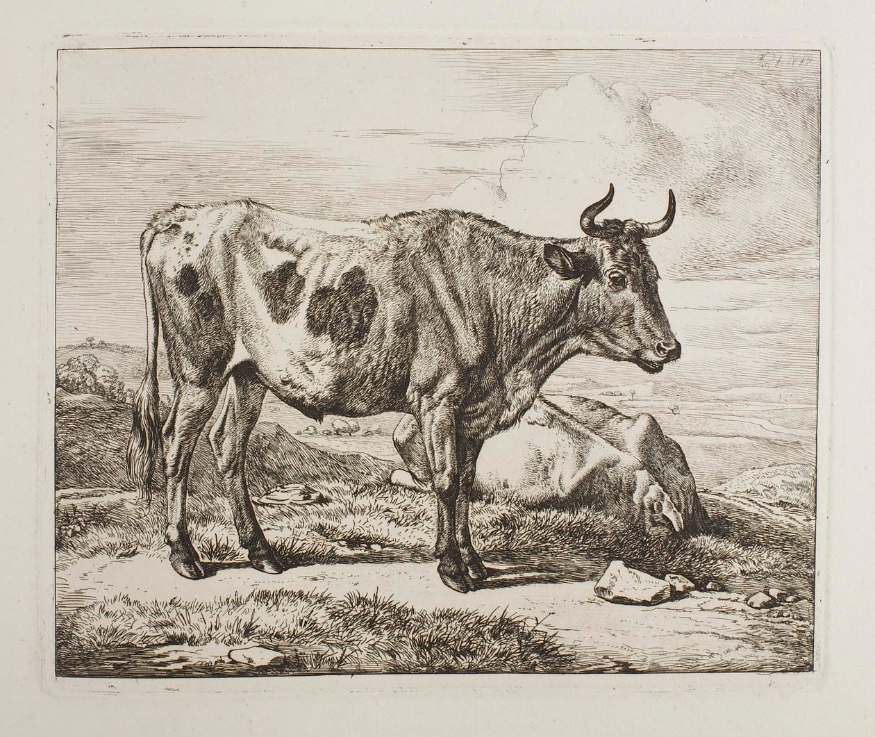 Vieh auf dem Feld von Johann Adam Klein