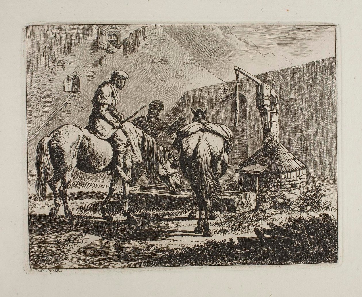 Pferde an einem Brunnen von Johann Adam Klein