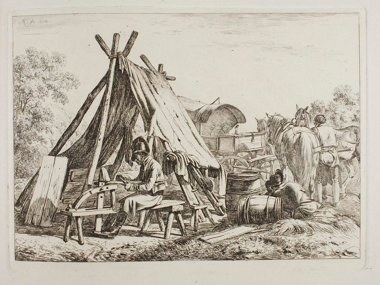 Soldaten in einem Militärlager von Johann Adam Klein