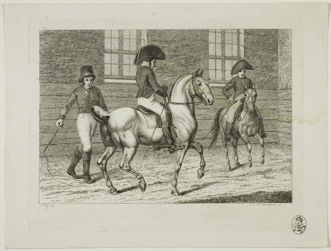 Reitschule und Pferde von Johann Adolph Darnstedt