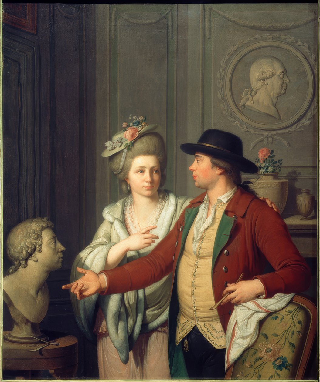 Samuel Nahl zeigt seiner Braut die Büste seines Bruders von Johann August Nahl der Jüngere