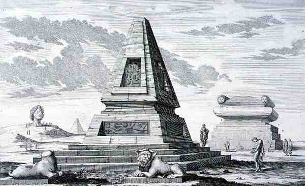 Pyramiden, die das Grab von König Sotis von Ägypten markieren, gefunden in den Ruinen von Heliopolis, aus 