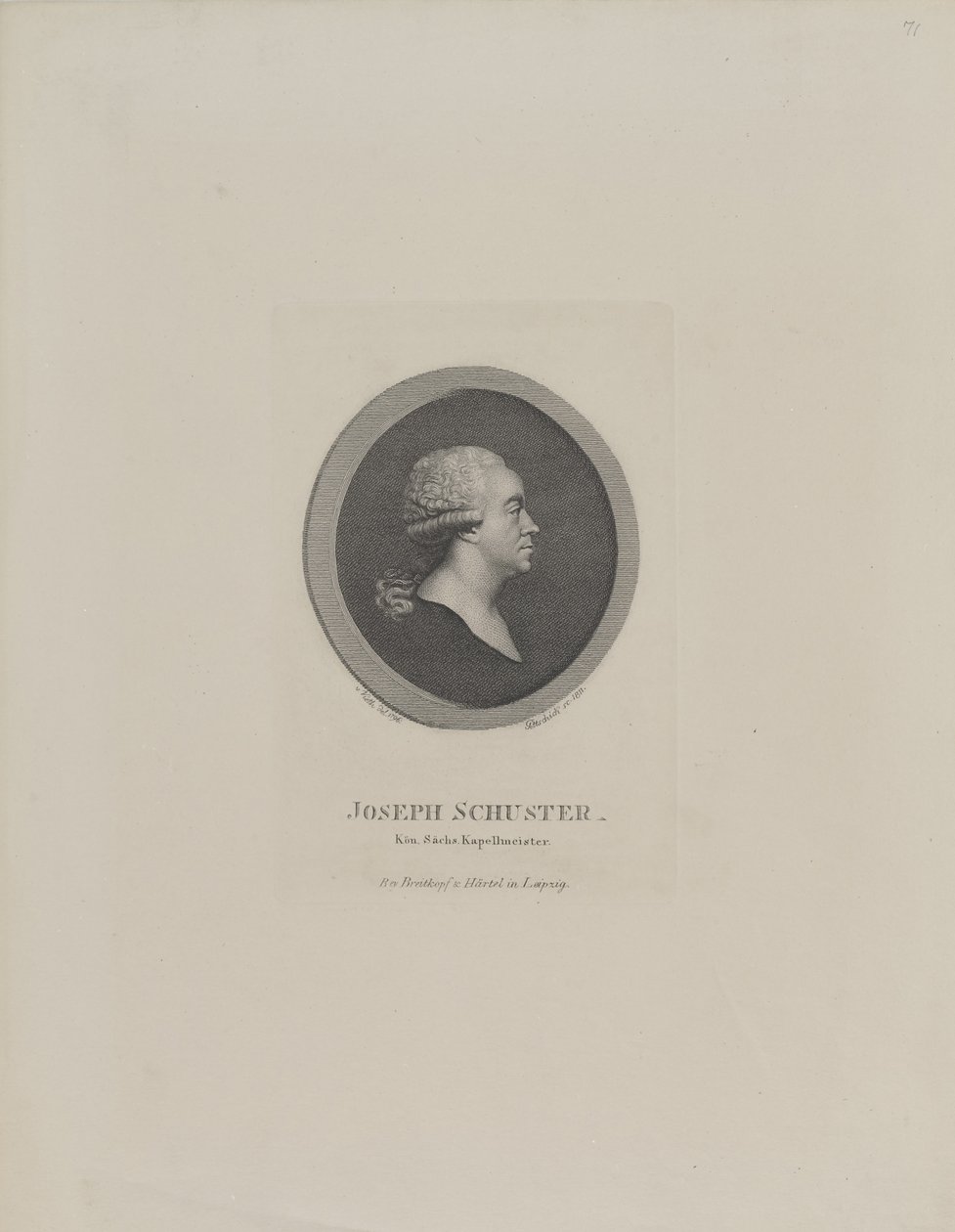 Porträt des Komponisten Joseph Schuster 1748-1812, 1811 von Johann Christian Benjamin Gottschick