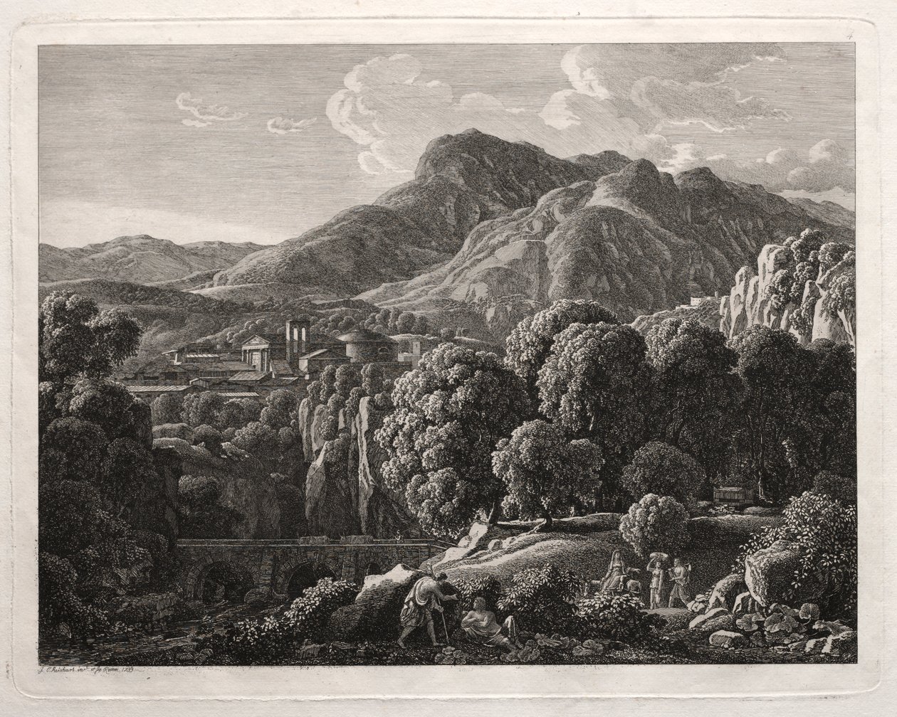 Heroische Landschaft: Landschaft mit Stadt und Fluss von Johann Christian Reinhart