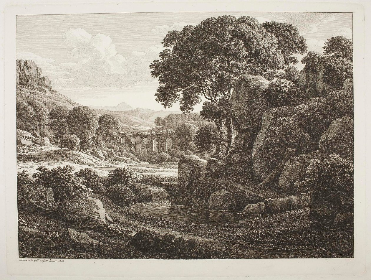 Italienische Landschaft mit Ruinen von Johann Christian Reinhart